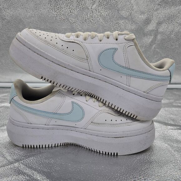 Women's Nike Court Vision Alta Platform Sneakers Size 8.5 White Light Blue - Picture 6 of 9